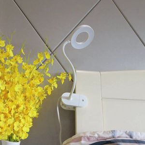Lampe de bureau LED moderne avec col de cygne et pince, en aluminium blanc mat, alimentée par USB - Product Image 5