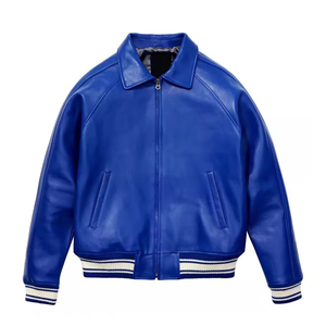 Blouson Bomber Rétro Américain en PU Enduit, Col Rabattu, Fermeture Éclair, Coupe Décontractée, Couleur Unie, Tissu Tissé, Idéal Automne - Product Image 6