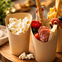 Gobelets à frites en papier kraft brun de 12 oz, supports jetables pour charcuterie et collations, pour la restauration, les fêtes et la vente en gros