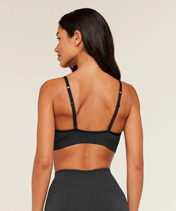 Soutien-gorge de sport noir uni sans couture pour femme, maintien moyen, respirant, pour yoga et entraînement, en Spandex et Nylon, séchage rapide - Product Image 3