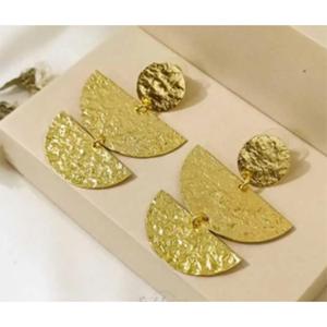 <b>Gold</b> Plated Brass Spike Hoop <b>Earrings</b> Bohemia Style Women's Fashion <b>Dangle</b> <b>Earrings</b> - Product Image 4