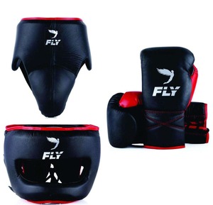 Nuevo Conjunto de Entrenamiento Profesional de Boxeo Negro y Rojo, Guantes de Muay Thai y Kickboxing de Cuero Genuino de Alta Calidad - Product Image 1