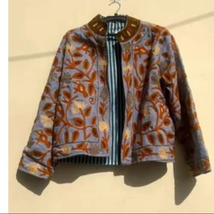Suzani Jacket Floral Embroidery Cropped <b>Coat</b> Women Hippie Winter Warm Boho Outerwear Factory Price - Product Image 1