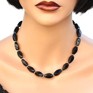 Handmade Black Onyx necklace Beaded Gemstone Statement Jewelry Chunky <b>Collar</b> choker for women - Product Image 2
