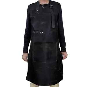 Tablier de pâtissier pliable en cuir véritable de luxe - Résistant à la farine, qualité professionnelle, équipement de cuisine durable LPN-0320 - Product Image 1