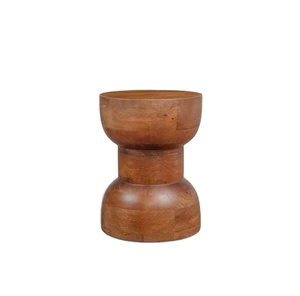 Table basse ronde moderne avec design Art déco simple pour le bois de manguier pour la décoration créative de la maison pour les festivités de Diwali - Product Image 1