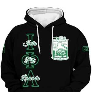 Sweat-shirt à capuche Iota Phi Lambda Sorority noir et vert émeraude, personnalisé avec l'année du chapitre, coupe classique pour femme - Product Image 4