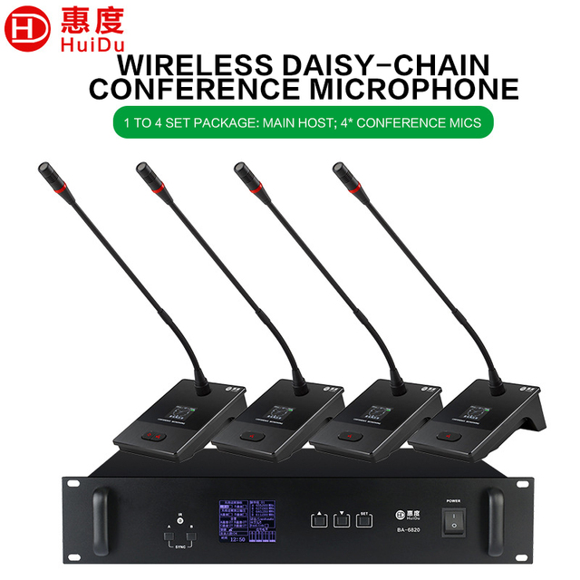 UHF Wireless Hand-in-Hand Conference Discussion Mic System 500+1 Units 60M Range with TFT Display BA-6820E