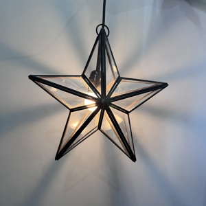 Modern <b>Star</b> Shape Glass Pendant Light Black Metal Hanging Ceiling Lamp Decorative Indoor Lighting Fixture for Home Hotel Cafe Re - Product Image 2