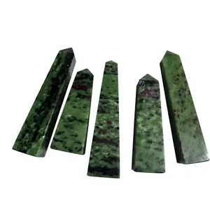 Tour de Zoisite Rubis Naturel Trimurti Gems en Gros |   Pointe de cristal polie AAA |   Tailles personnalisées en gros |   Directement de l'usine du Rajasthan | - Product Image 1