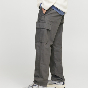 Pantalon cargo léger de haute qualité pour homme, noir teint, coupe droite, pantalon de jogging décontracté multi-poches - Product Image 4