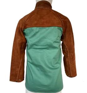 Veste de soudage ignifuge, vêtements ignifuges avec doublure en coton FR, combinaison en cuir de vachette fendu - Product Image 2