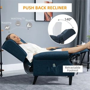 Dark Blue Wingback Single Sofa Massage Recliner Chair with Vibration Heat Push Back Features - Product Image 5