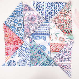 Cotton Square Floral Scarf Handmade Block Printed Fashion Multifunctional Casual Wear Summer Handkerchief Bandana Skin-Friendly - Product Image 5