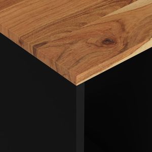 Tavolino Laterale in Legno Massello di Acacia con Finitura Naturale e Elegante Comodino in Metallo Nero - Product Image 6