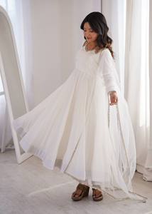 Salwar Tradicional Blanco Marfil para Mujer, con Dupatta de Tela, Diseño Otoñal, Minimalista, para Bodas, Fiestas Eid, Vestido Étnico de Seda Romana Pura - Product Image 4