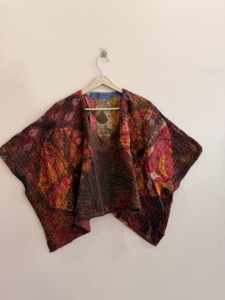 Women's Bohemian <b>Patchwork</b> Blouse Short Sleeve O-Neck Loose Fit Cotton Top All Seasons Washable Stitched Design - Product Image 3