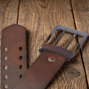 New Pin Buckle Full Grain Leather <b>Belts</b> for Men's Jeans 3.8cm Heavy Duty Double Prong Buckles Leather <b>Work</b> <b>Belt</b> for Men Pants - Product Image 1