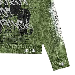 Chaqueta Vaquera Personalizada con Cierre, Estilo Vintage, Lavada al Ácido, 100% Algodón, Transpirable, Resistente al Viento, con Bordados y Parches para Hombre - Product Image 5