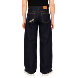 Manufacturer Direct Men's Wholesale Breathable Casual Dark Straight Solid Denim Jeans Embroidery for Summer Autumn Winter - Product Image 3