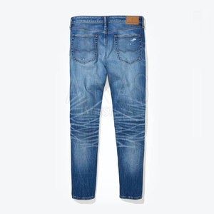 Jean déchiré léger taille mi-haute pour homme, en mélange de coton doux, délavage vintage, coupe décontractée, mode décontractée, tenue quotidienne - Product Image 2