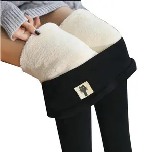 Warme Damesbroek Winter Skinny Dikke Fluwelen Wollen Fleece Leggins Broek Lamshuid Kasjmier Broek Skiën Leggings Voor Dames