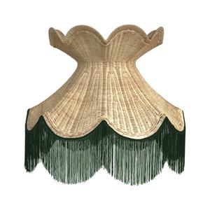 Abat-jour en rotin esthétique jaune vif avec franges suspendues, luminaire contemporain de luxe pour l'hôtellerie - Product Image 2