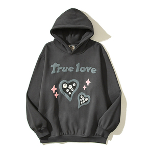 Sudadera con Capucha Extra Grande True Love con Cierre de Cremallera, Unisex, Informal, Negra, de Forro Polar, de Secado Rápido, 100% Algodón, Corte Regular - Product Image 5