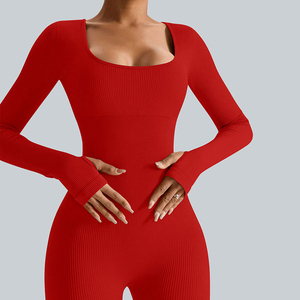 private label stretch performance <b>jumpsuit</b> women bulk order breathable <b>workout</b> <b>jumpsuit</b> women supplier custom branding - Product Image 3