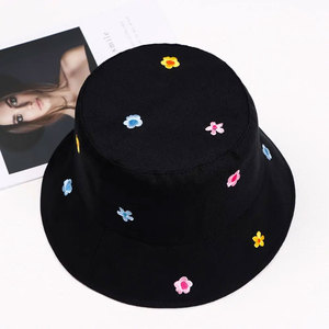 Unisex Floral Embroidery Bucket <b>Hat</b> Cotton Canvas Casual Wear Spring Summer 56-58CM Adult Cotton <b>Hats</b> - Product Image 4