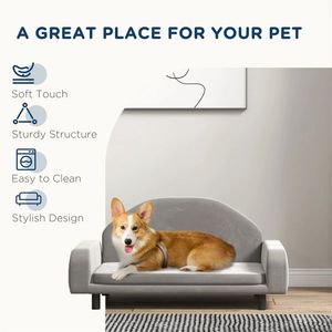 31\" Grey Pet Sofa with <b>Cushion</b> Comfortable Pet <b>Beds</b> - Product Image 5