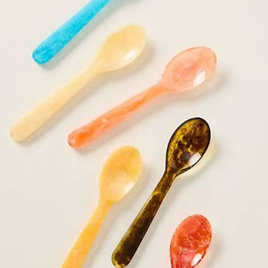 Ensemble de cuillères à salade colorées avec motif marbré pour un usage quotidien - Product Image 1