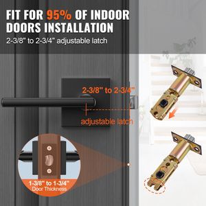 Maniglia per Porta Passaggio Nera Opaca, 1 Pezzo, Reversibile Destra/Sinistra, Rotazione 45°, Senza Blocco - Product Image 3