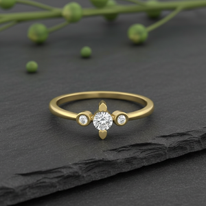 Anillo de Compromiso con Diamante Cultivado en Laboratorio, Diseño Abierto de Tres Piedras, Anillo de Boda Moderno para Mujer, Joyería de Regalo - Product Image 2