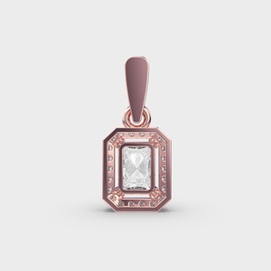 Radiant Cut <b>Diamond</b> Halo Pendant in 9KT White/Rose/Yellow Gold Vintage Style Rhodium Plated IGI Certified Women's <b>Jewelry</b> - Product Image 4