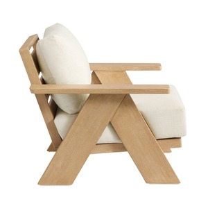 Canapé de jardin scandinave en bois, une place, mobilier d'extérieur, coussin durable non imperméable, design moderne, hôtel, patio, Jima - Product Image 3