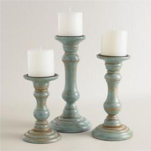 Ensemble de porte-bougies en bois blanc vieilli, style Shabby Chic, pour centre de table de mariage, porte-bougies pilier - Product Image 3