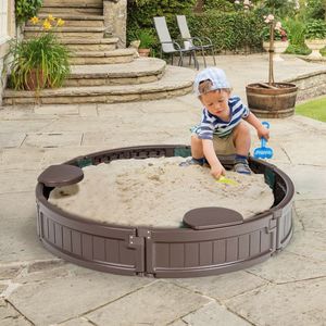 Equipo de Juego para Exteriores, Caja de Arena con Cubierta Resistente y Asiento Esquinero Integrado - Product Image 2