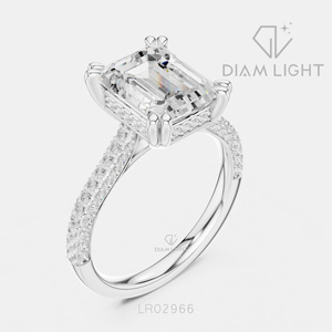Elegante Anillo de Diamante Cultivado en Laboratorio con Corte Esmeralda de 3.71CT en Oro Blanco de 14KT, Certificado IGI, Color F+, Claridad VS+, Joyería de Compromiso y Boda - Product Image 2