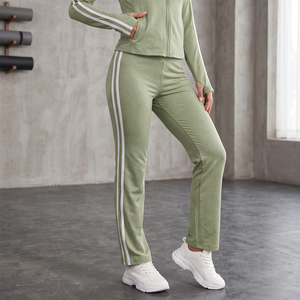 Crescent Wear Green Winter High Street Tracksuit <b>Set</b> <b>White</b> Side Stripes 100% Cotton Loose Fit for <b>Gym</b> Sportswear-Custom - Product Image 2