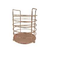 Support de Couverts Rond en Métal Or Rose de Luxe, Organisateur de Cuillères et Fourchettes en Fil Métallique, Rangement de Couverts pour Comptoir, Bac de Rangement d'Ustensiles de Cuisine