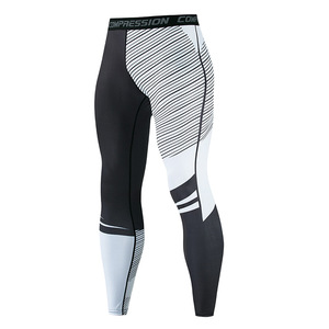<b>Men</b> Customizable <b>Compression</b> <b>Leggings</b> Full Length Solid Pattern Spandex/Nylon Elastic Waistband - Product Image 5