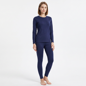Men's Navy <b>Blue</b> Long Sleeve Compression <b>Base</b> <b>Layer</b> Set Quick Dry Activewear Full Coverage Sportswear Kit - Product Image 2