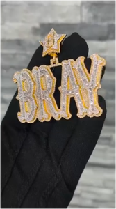 Colgante Personalizado con Nombre en Moissanita VVS, Chapado en Oro sobre Plata 925, Joyería Hip Hop - Product Image 2