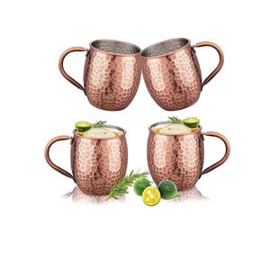 Juego de 4 tazas Moscow Mule, tazas de cobre con patrón de piedra electrochapadas, revestimiento de acero inoxidable 304, perfectas para vino, cerveza y bebidas frías. - Product Image 5