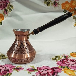 Vintage Copper Turkish Coffee Pot With Gold Handle Round Percolator Coffee & Tea Tool - Product Image 5