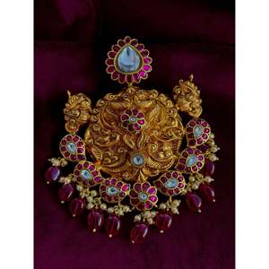 สร้อยข้อมืออัญมณี92.5เงินจี้ kundan nakshi เสน่ห์เครื่องประดับแฟชั่น - Product Image 1