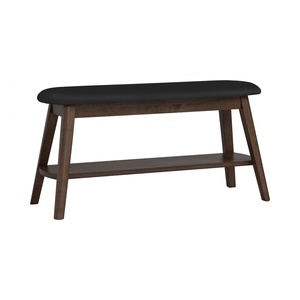 Banco Moderno de Mediados de Siglo, Pequeño, de 2 Plazas, Tapizado, con Estante, en Color Gris Oscuro, para la Cocina del Hogar - Product Image 1