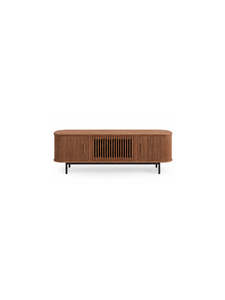 Meuble de salon en bois massif de style mid-century modern avec 3 compartiments, portes à panneaux plats, meuble TV, respectueux de l'environnement - Product Image 1