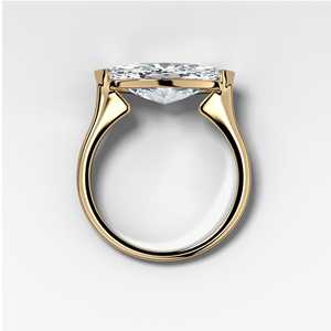 3 CT Marquise East West Lab Grown Diamond Half Bezel <b>Ring</b> 10K 14K 18K Solid Gold Solitaire Engagement <b>Ring</b> Wholesale Price OEM - Product Image 3